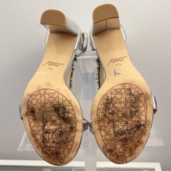 Jewel Badgley Mischka Silver Rhinestone High Heels Size 7.5 - Picture 8 of 16